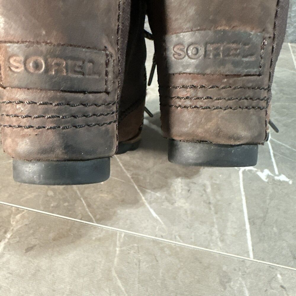 Sorel PDX Wedge Joan Arctic Brown Leather & Canvas Boots Women’s Size 8 B16 - Picture 6 of 11